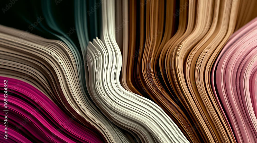 Poster abstract flowing lines in rich earth tones and deep jewel tones create a mesmerizing visual texture.