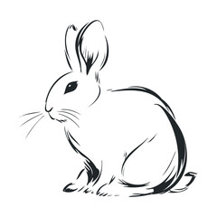 Obraz premium Elegant outline of a sitting rabbit for Easter celebration designs