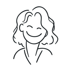 Obraz premium Happy woman with curly hair expressing joy and positivity