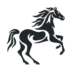 Obraz premium Elegant black horse rearing up in dynamic motion for creative use