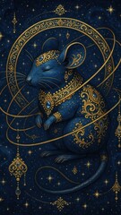Fototapeta premium Celestial mouse adorned with jewels.