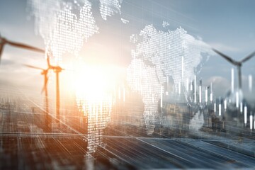 Global energy, cityscape overlay