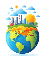 Global warming isolated concept vector illustration. Environmental pollution, global heating impact, temperature increase, earths climate, climate change, greenhouse effect vector concept.