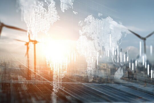 Global energy, cityscape overlay