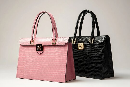 A Trio of Stylish Handbags in Pink and Black