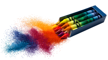 colored pencils on white background