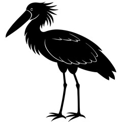 Shoebill  vector Silhouette on white baclground