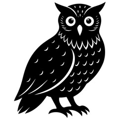 Snowy Owl  vector Silhouette on white baclground