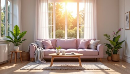 Cozy and Bright Modern Living Room with Natural Light and Stylish Decor