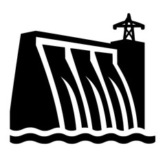 Hydroelectric ric dam Icon silhouette on white background