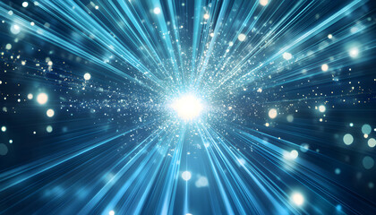 Fototapeta premium Futuristic fiber optic light burst background in blue tones.