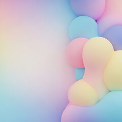 Colorful 3D Pastel Gradient Abstract Bubbles and Organic Shapes on Soft Background