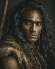 long-haired fijian male warrior