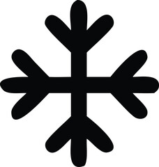 Obraz premium A stylized black snowflake symbol with four pointed arms radiating from a central point against a stark white background