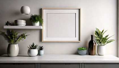 Modern Home Decor Mockup Square Frame  Plants