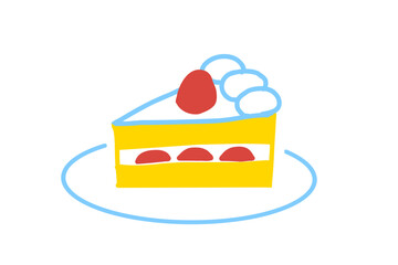 Sweet Strawberry Shortcake Slice Flat Design
