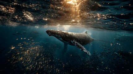 Majestic Humpback Whale Gliding Beneath the Surface
