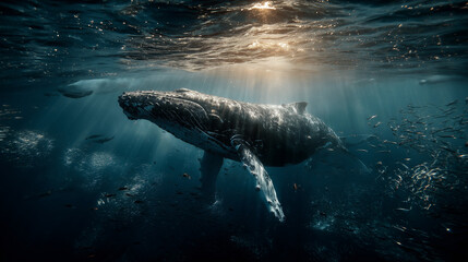 Majestic Humpback Whale Gliding Beneath the Surface