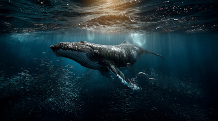 Majestic Humpback Whale Gliding Beneath the Surface