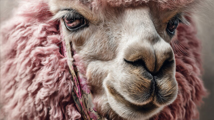 Elegant Pink Llama with Silk Scarf and Graceful Smile