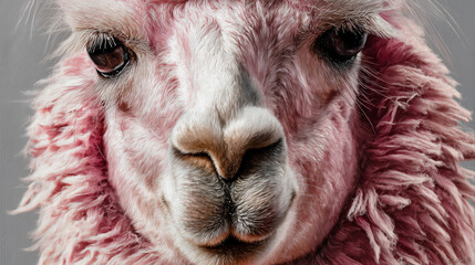 Elegant Pink Llama with Silk Scarf and Graceful Smile