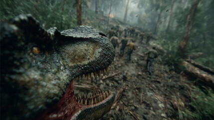 Rampaging T-Rex Charging Through the Jungle