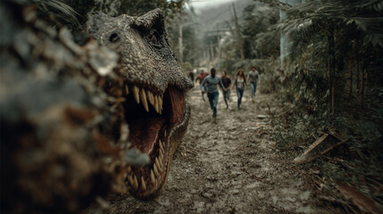 Rampaging T-Rex Charging Through the Jungle