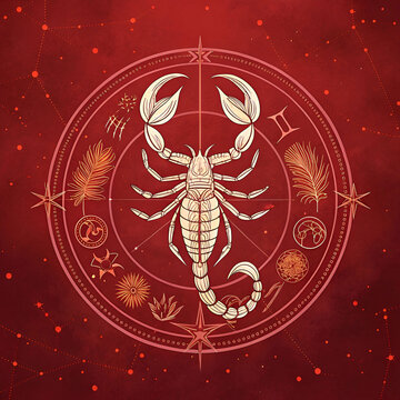 scorpio zodiac sign red background horoscope
