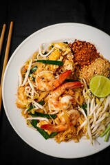 Stir fried thai noodles with shrimps ,Thai called Pad thai	