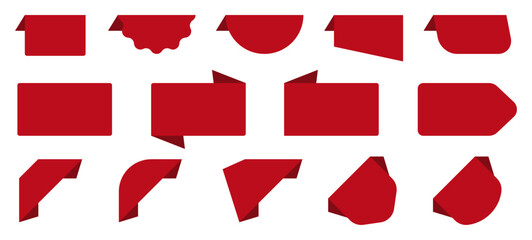 Set of red price sticker, sale or discount sticker, sunburst badges icon. Stars shape with different number of rays. Special offer price tag. Red starburst promotional badge set, shopping labels