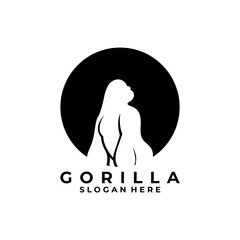 Gorilla with circle shape logo design vector template