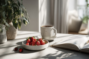 beautiful morning routine unfolds as soft light streams through window illuminating tranquil breakfast scene