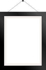 Black empty frame for photos hanging on the wall. Vector illustration