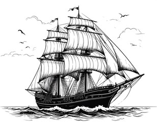 Vintage sailing ship illustration