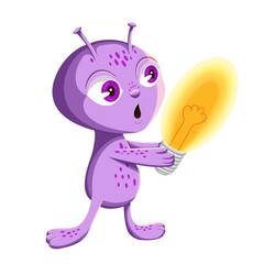 Cute alien illustration. Full-body character. Perfect for branding, children books, packaging