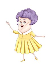 Antropomorph Marshmallow Character. Lady in big hat, emotional faces. Perfect for branding and packaging