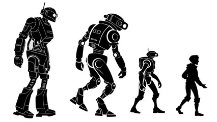Fototapeta premium Collection of robot silhouettes