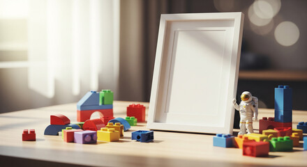 Child's Room Mockup Blank Frame and Toys