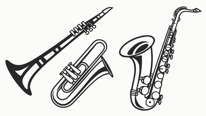 Naklejka premium Illustration of clarinet, tuba and saxophone