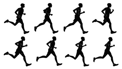 Silhouettes of men running