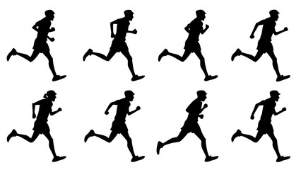 Silhouettes of people running
