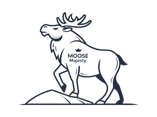 Obraz premium Moose Illustration: Line Art Animal Graphic isolated on transparent background