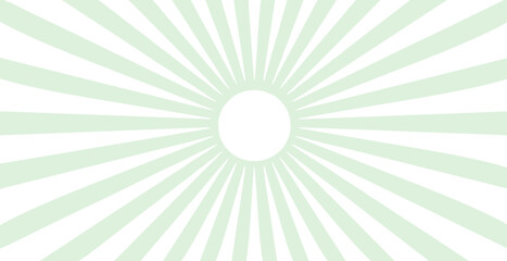 Simple  background with green stripes. Sunburst radial vector.