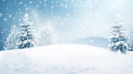 Fototapeta premium Festive Christmas Snow Scene Background with Serene Winter Ambiance