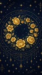 Obraz premium Golden floral celestial elegance