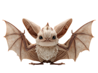 Detailed fantasy bat figurine with carved beige fur large ears and spread wings.