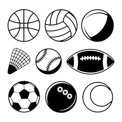 Fototapeta premium Sports balls and equipment collection basketball volleyball