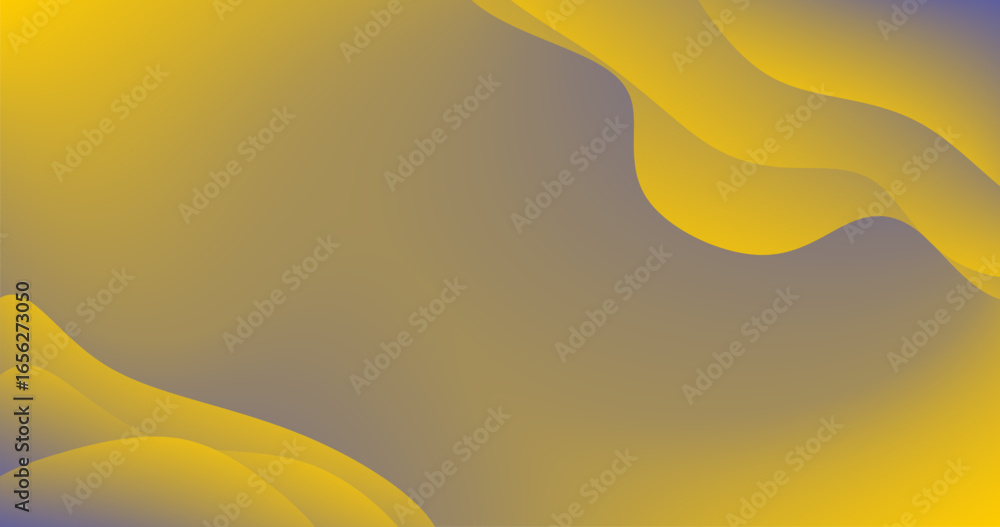 Poster yellow blue gradient abstract background with dynamic fluid shapes layers and copy space for adverti