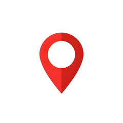 Red location pin icon indicating a destination or point of interest isolated on transparent background