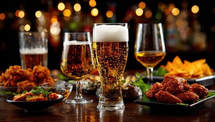 Bar table with assorted drinks and appetizers © Mustafa